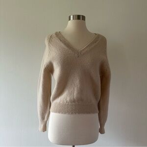 Vintage The Eagle’s Eye 100% Wool Neutral Knit V neck Sweater S